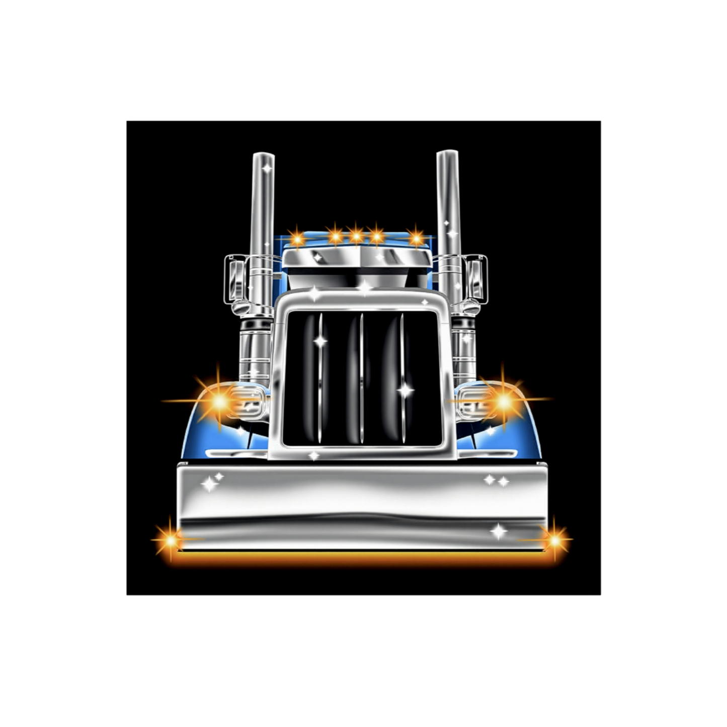 Blue Square Cartoon Style Truck Poster - 3 Sizes