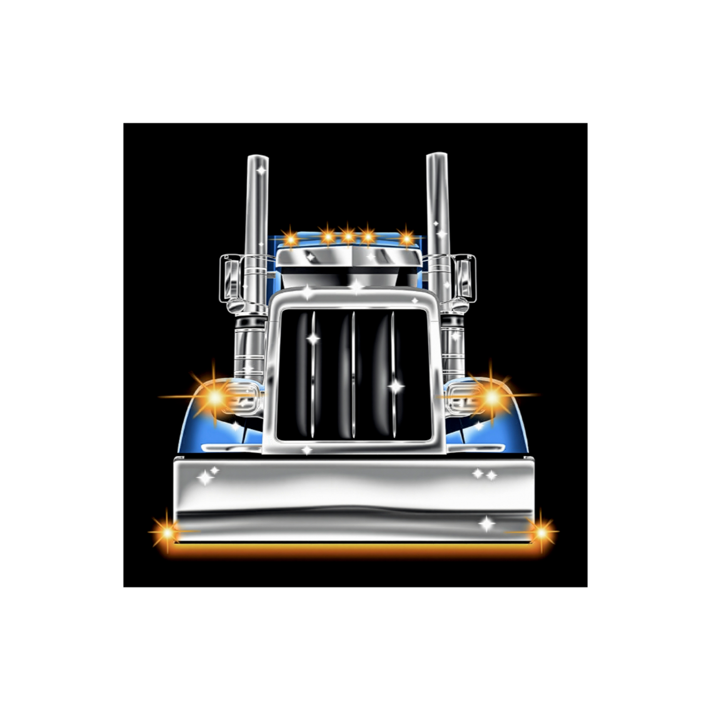 Blue Square Cartoon Style Truck Poster - 3 Sizes