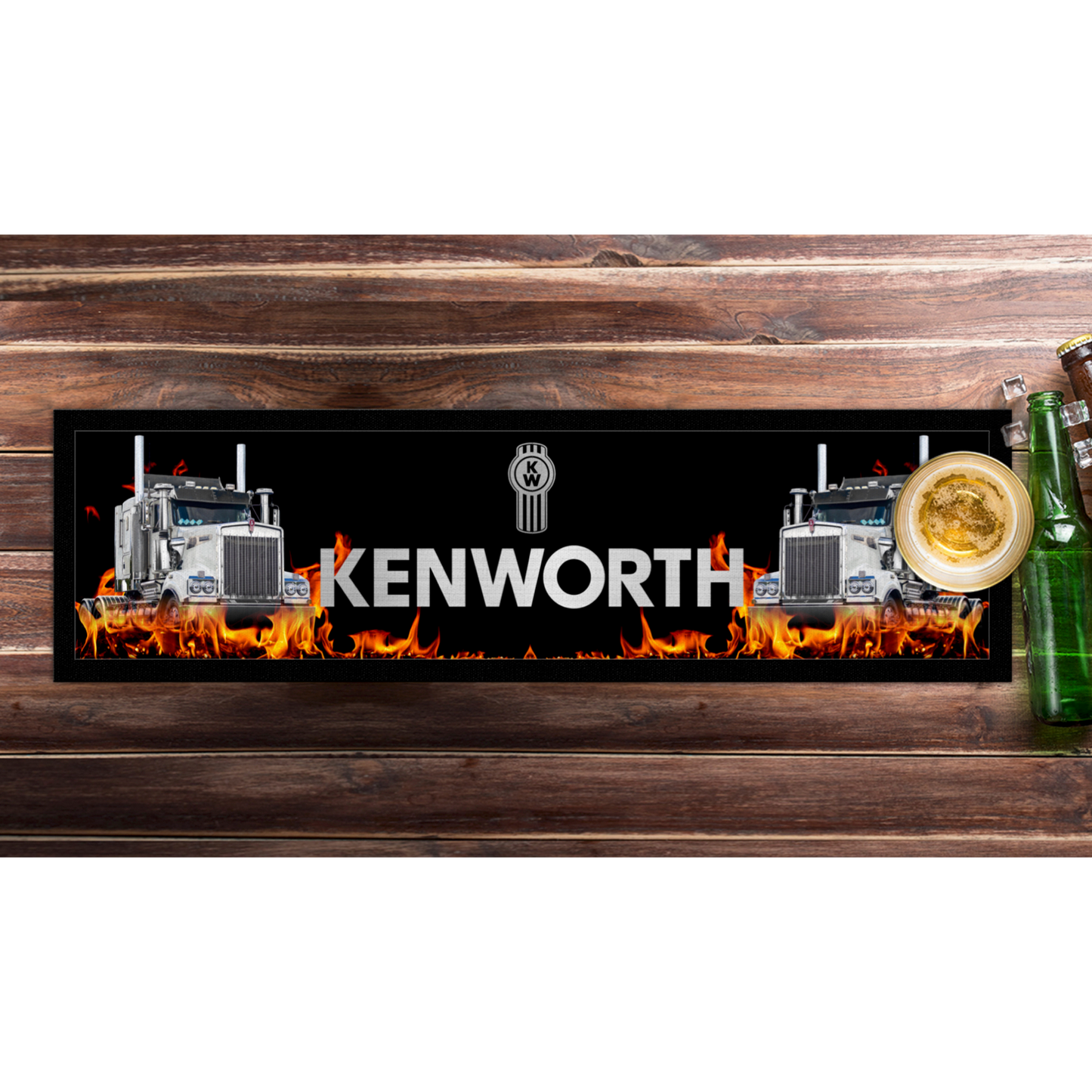 Kenworth Fire & Flames Long Bar Mat