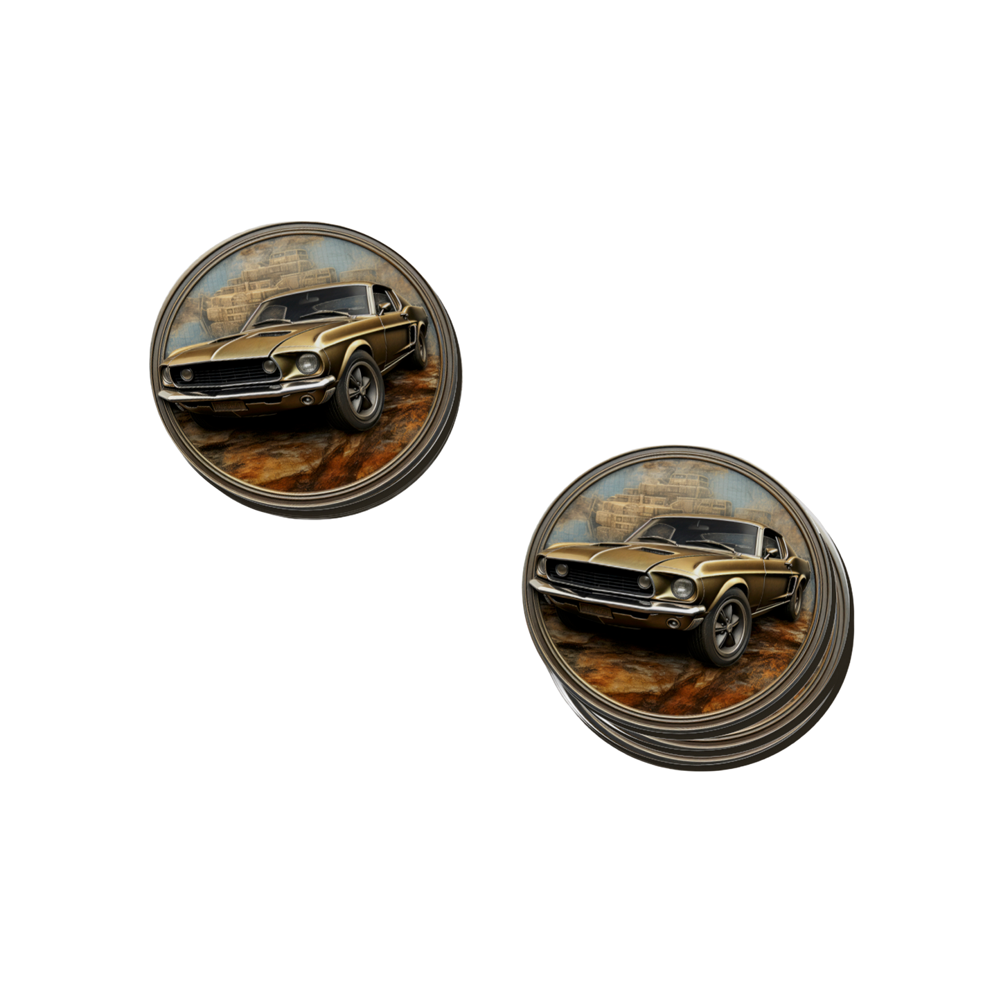 Rust & Metal Look Muscle & Classic Car Coasters - 9 Designs