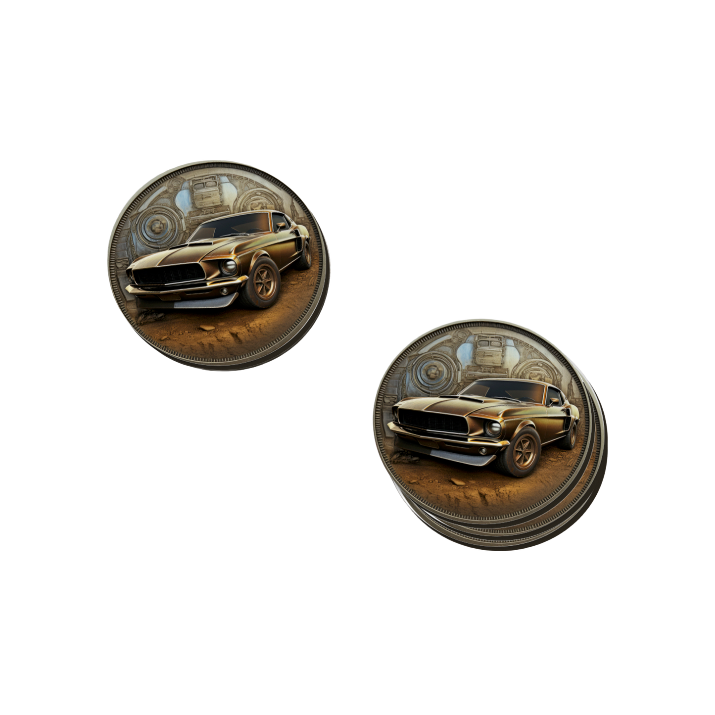Rust & Metal Look Muscle & Classic Car Coasters - 9 Designs