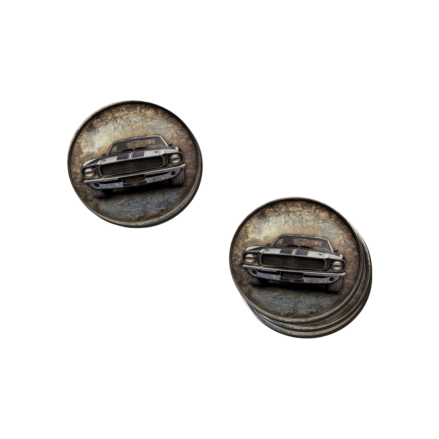 Rust & Metal Look Muscle & Classic Car Coasters - 9 Designs