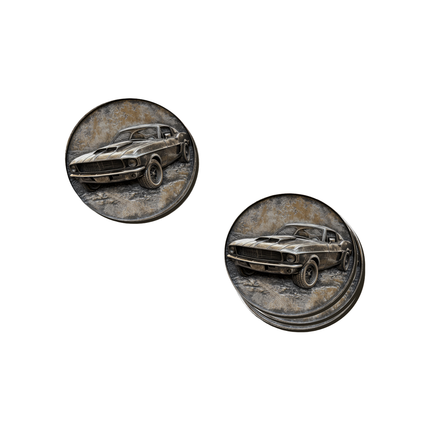 Rust & Metal Look Muscle & Classic Car Coasters - 9 Designs