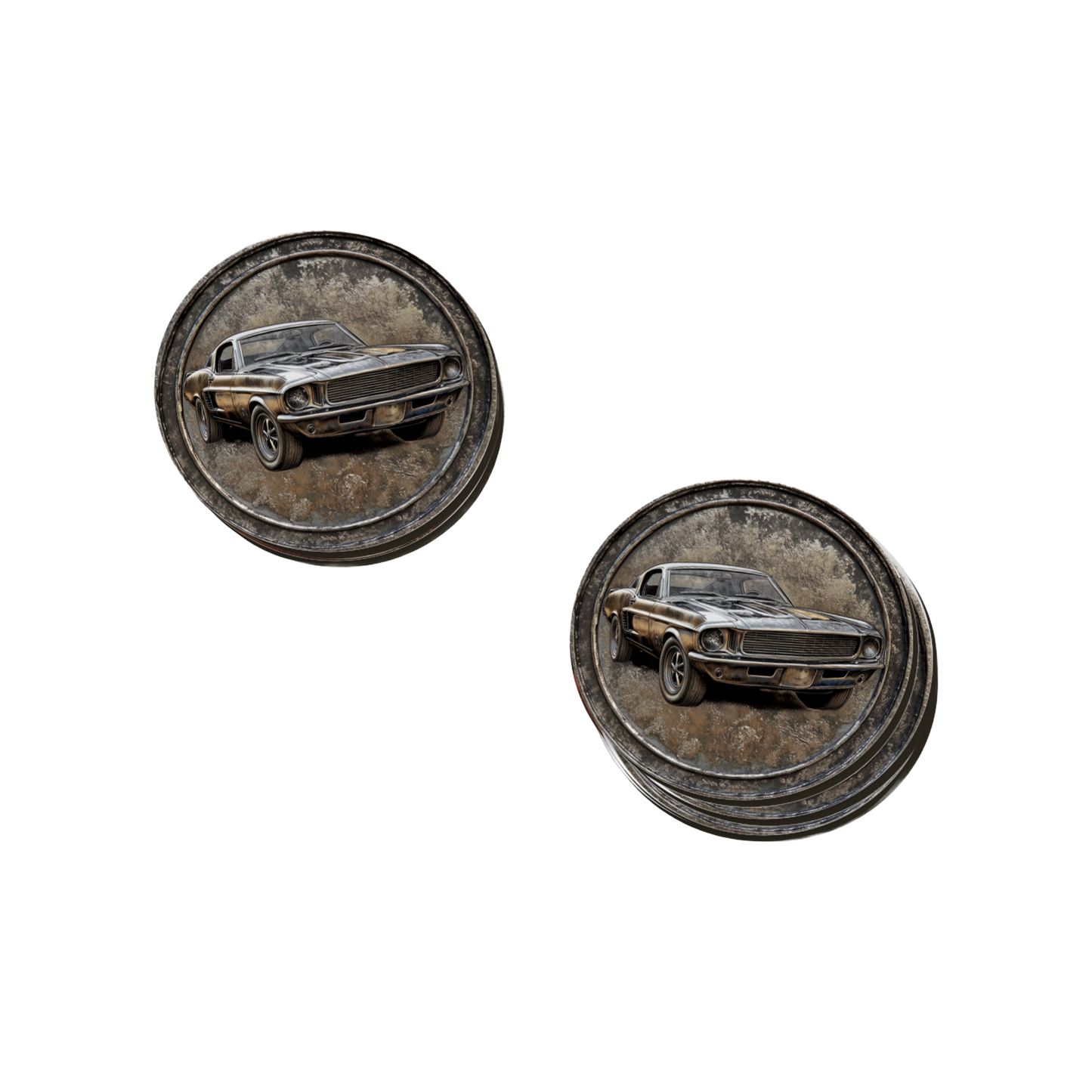 Rust & Metal Look Muscle & Classic Car Coasters - 9 Designs