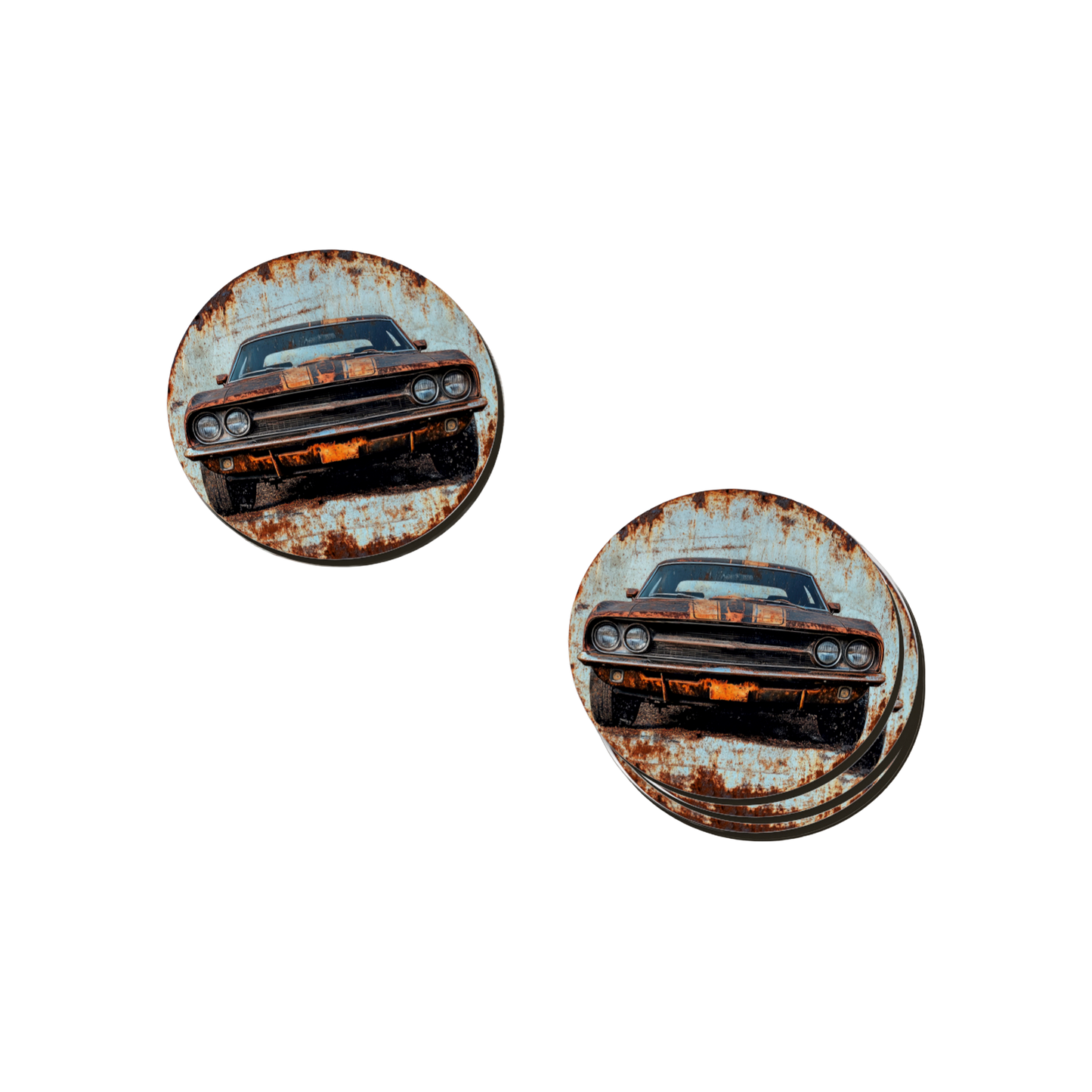 Rust & Metal Look Muscle & Classic Car Coasters - 9 Designs