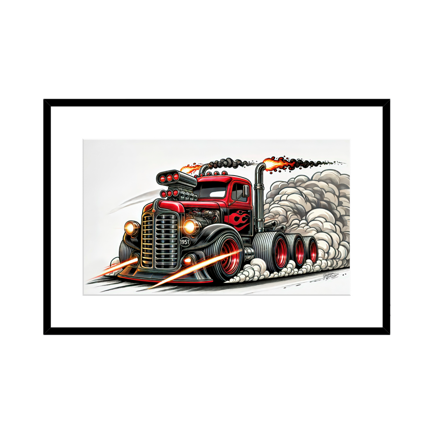 1951 International Harvester Burnout Art - 2 Size Options