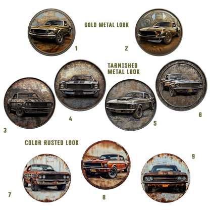 Rust & Metal Look Muscle & Classic Car Coasters  - 9 Designs