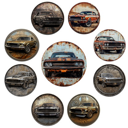 Rust & Metal Look Muscle & Classic Car Coasters  - 9 Designs