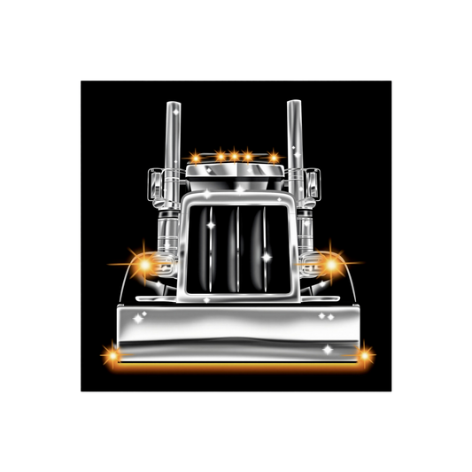 Black Square Cartoon Style Truck Poster - 3 Sizes