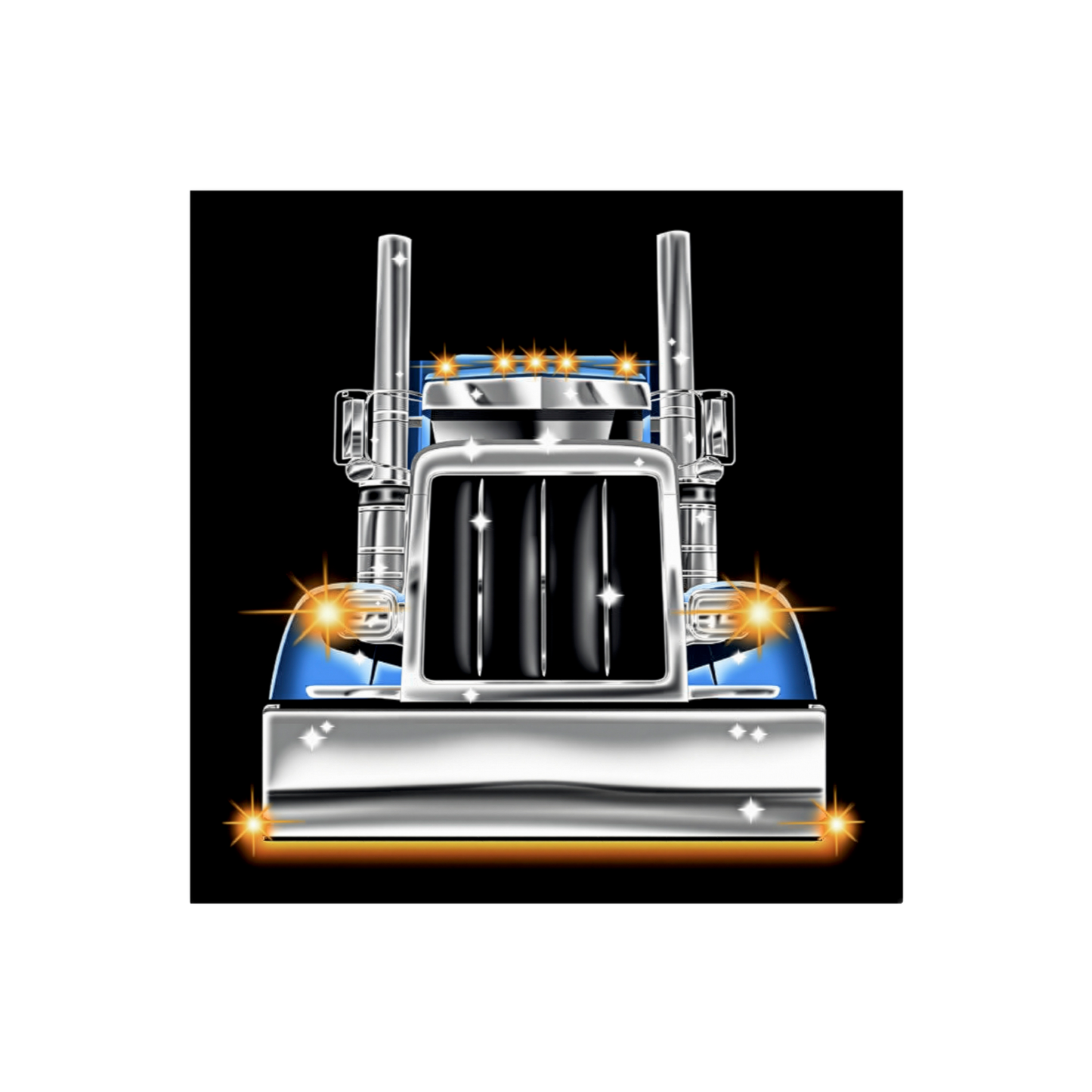 Blue Square Cartoon Style Truck Poster - 3 Sizes