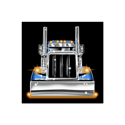 Blue Square Cartoon Style Truck Poster - 3 Sizes