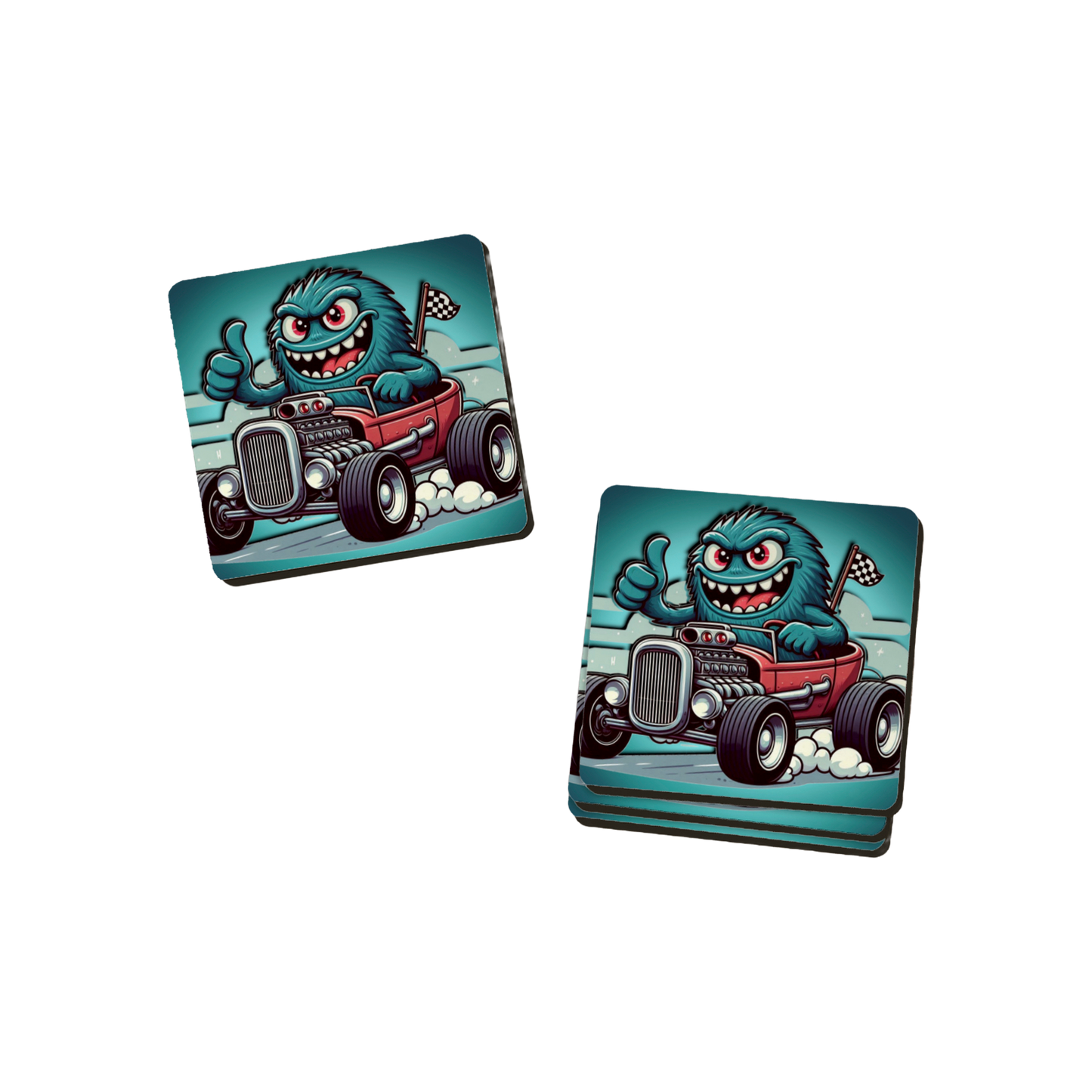 Hot Rod Cartoon Coasters - 6 Designs
