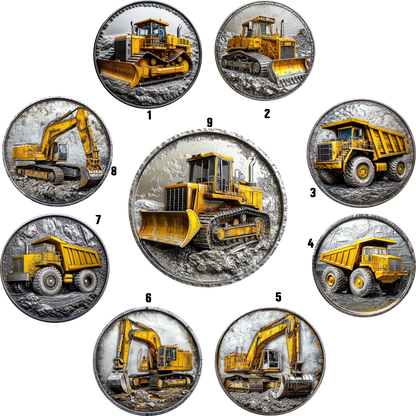 Metal Look Construction Coasters - 9 Designs