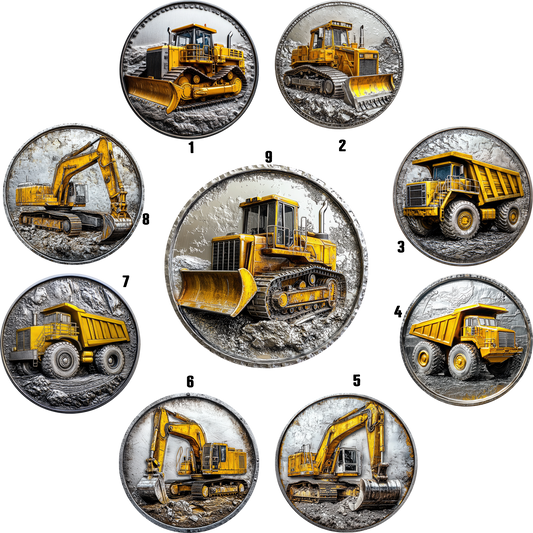Metal Look Construction Coasters - 9 Designs