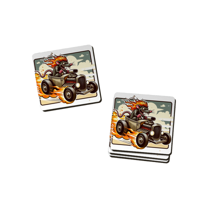Hot Rod Cartoon Coasters - 6 Designs