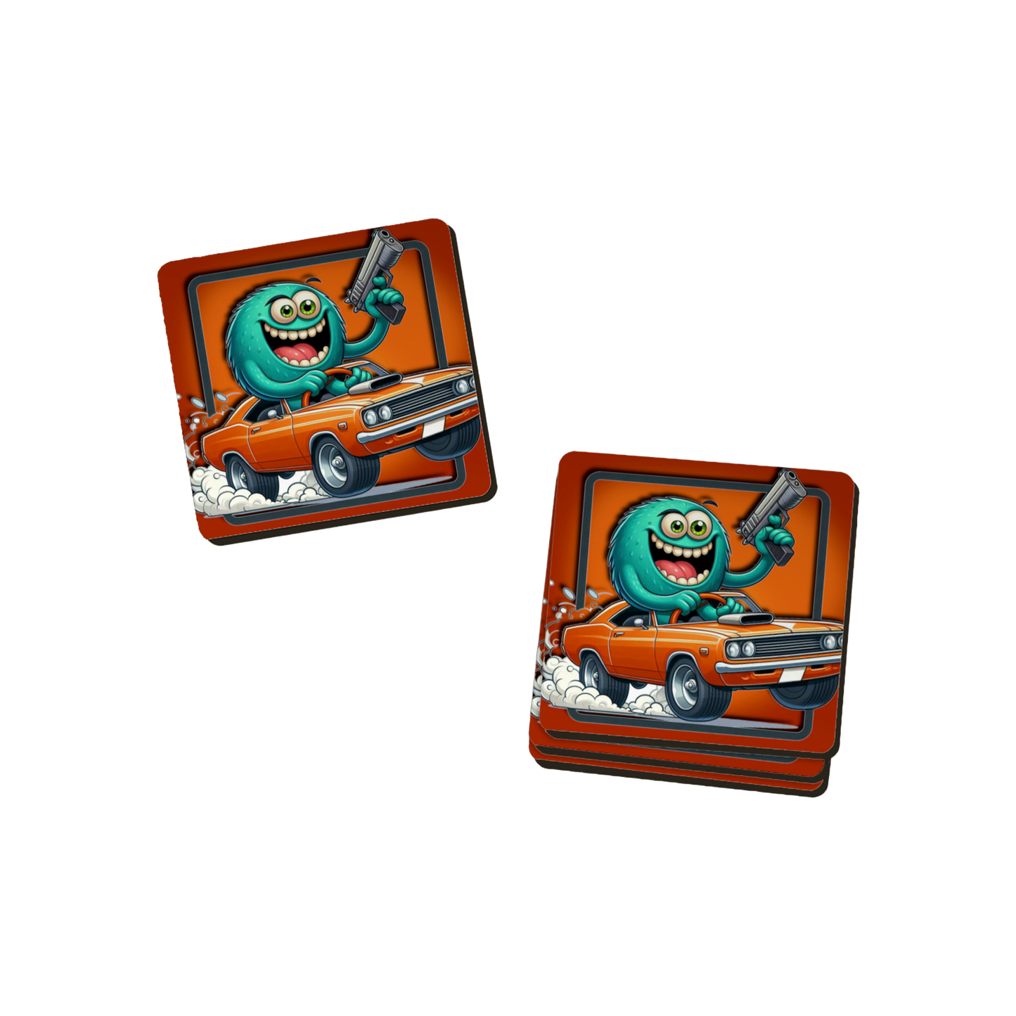 Hot Rod Cartoon Coasters - 6 Designs