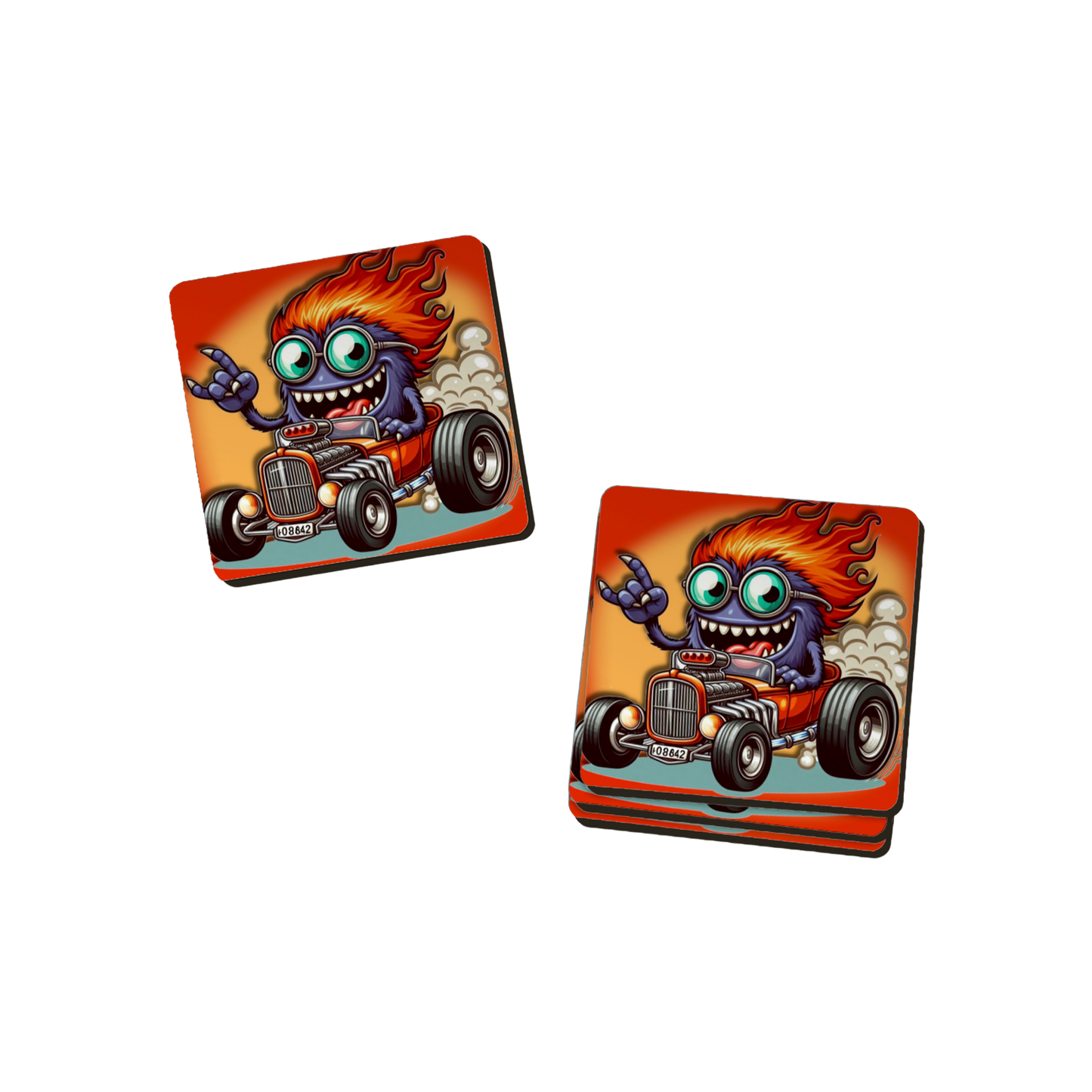 Hot Rod Cartoon Coasters - 6 Designs