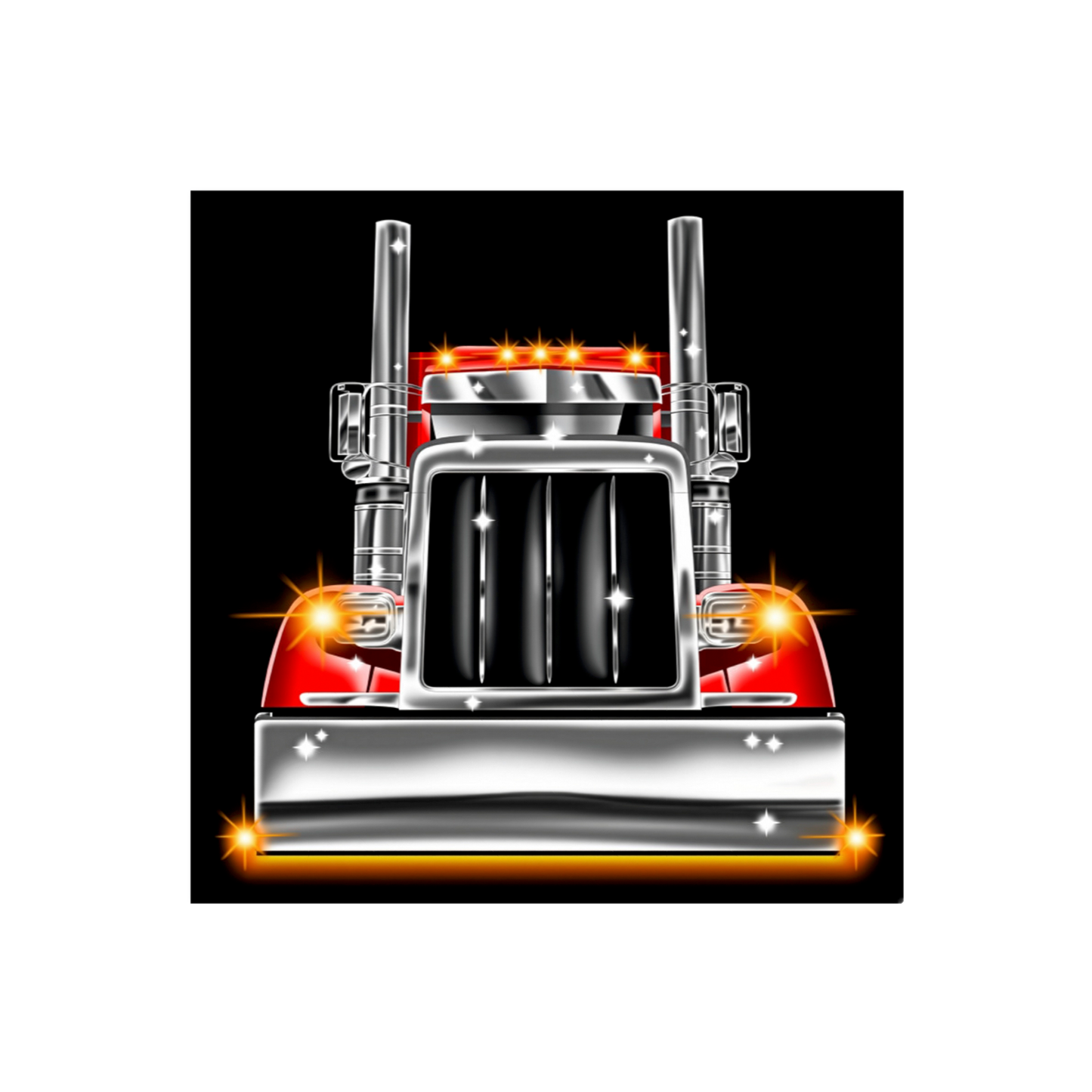 Red Square Cartoon Style Truck Poster - 3 Sizes