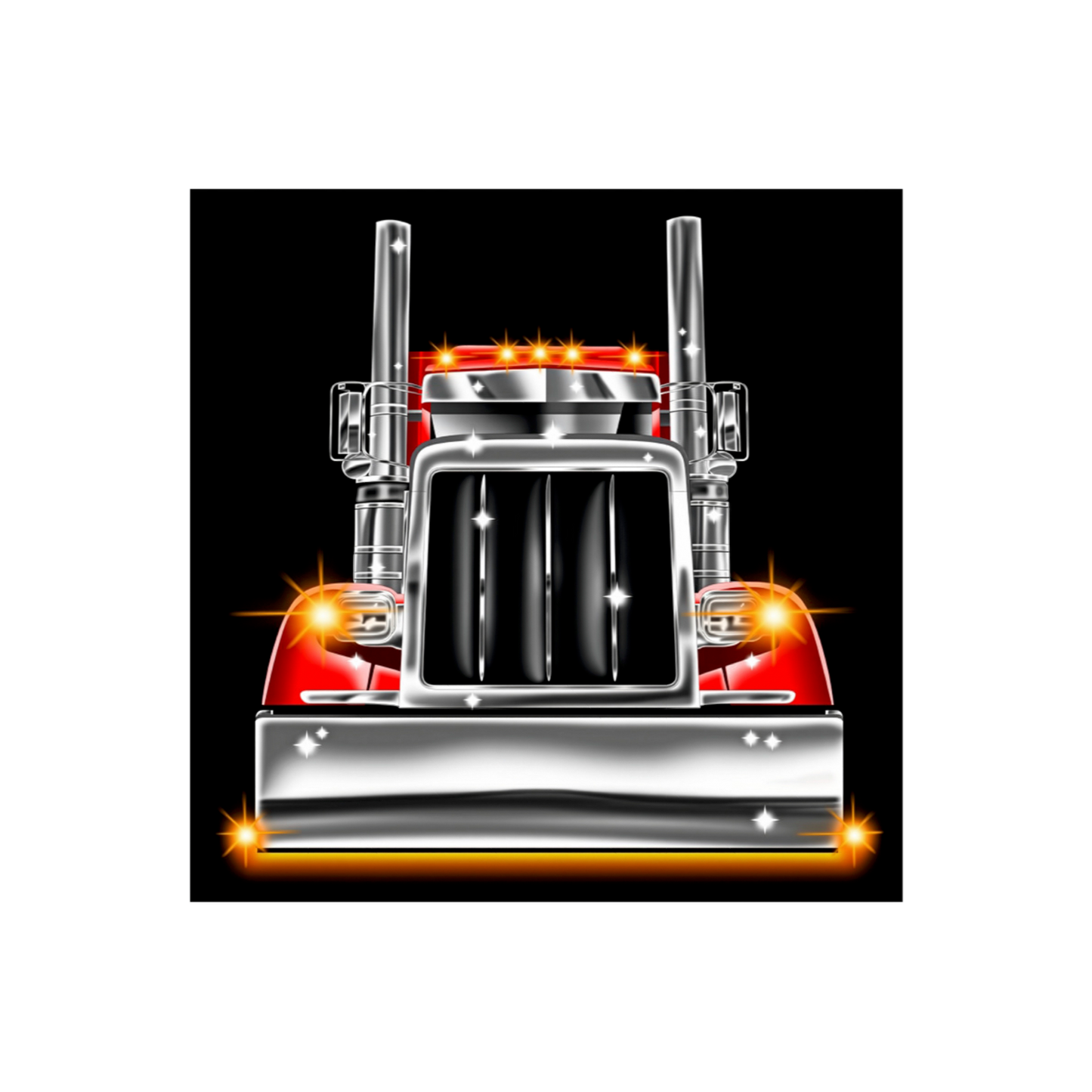 Red Square Cartoon Style Truck Poster - 3 Sizes