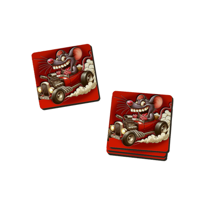 Hot Rod Cartoon Coasters - 6 Designs