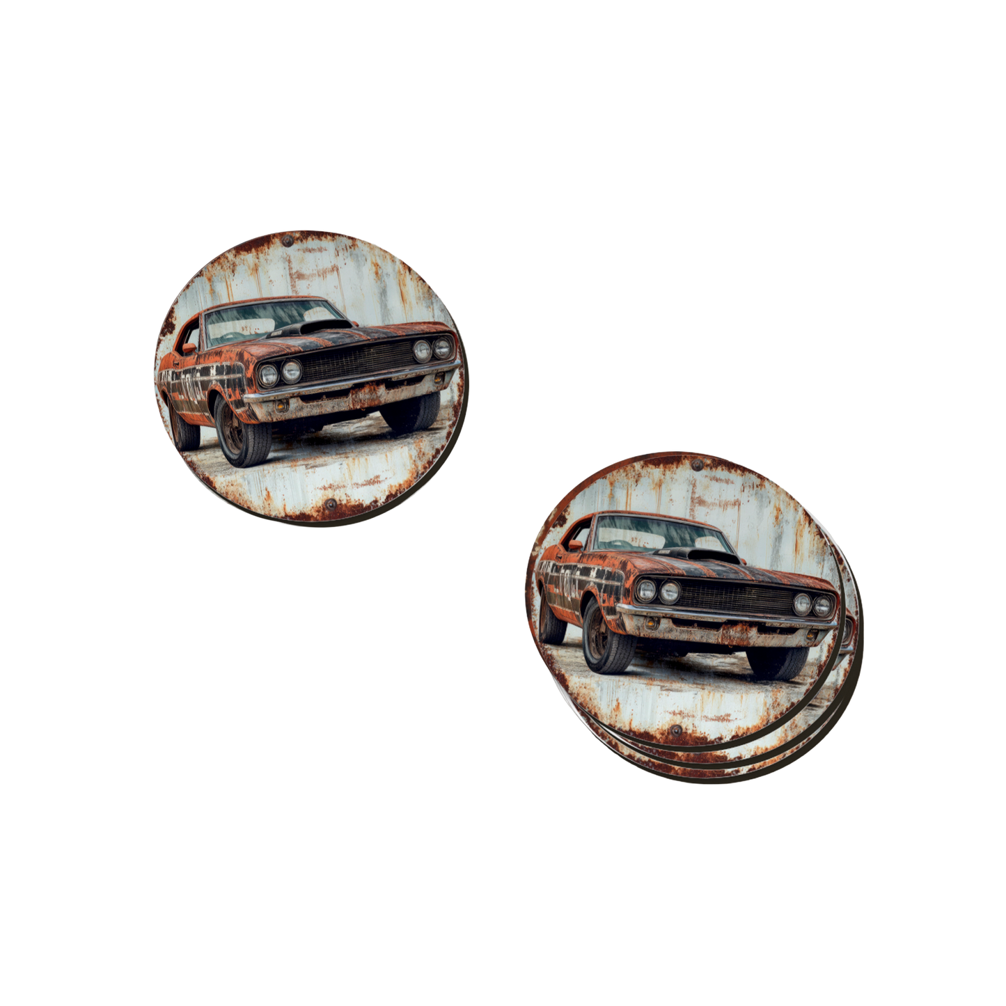 Rust & Metal Look Muscle & Classic Car Coasters  - 9 Designs