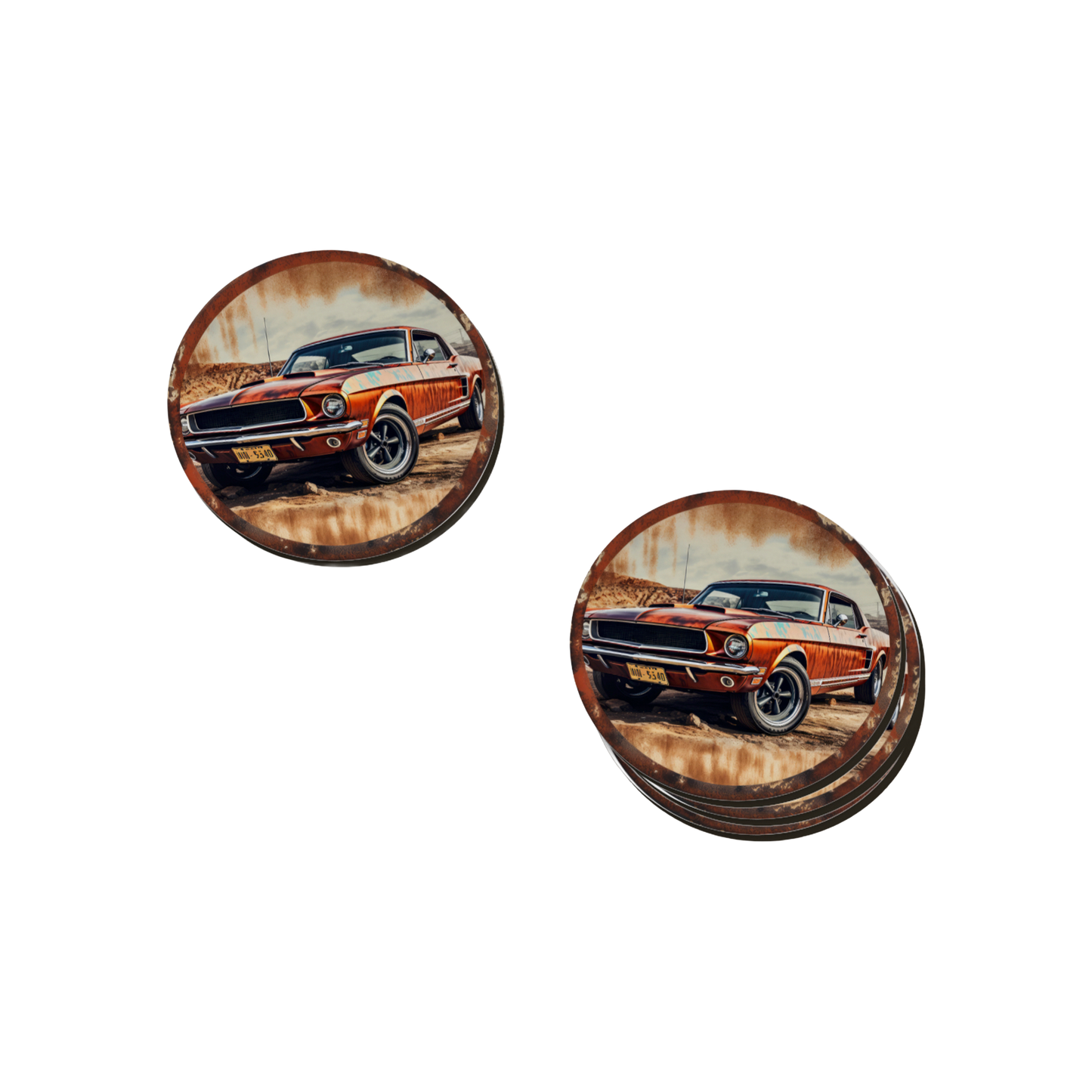 Rust & Metal Look Muscle & Classic Car Coasters  - 9 Designs