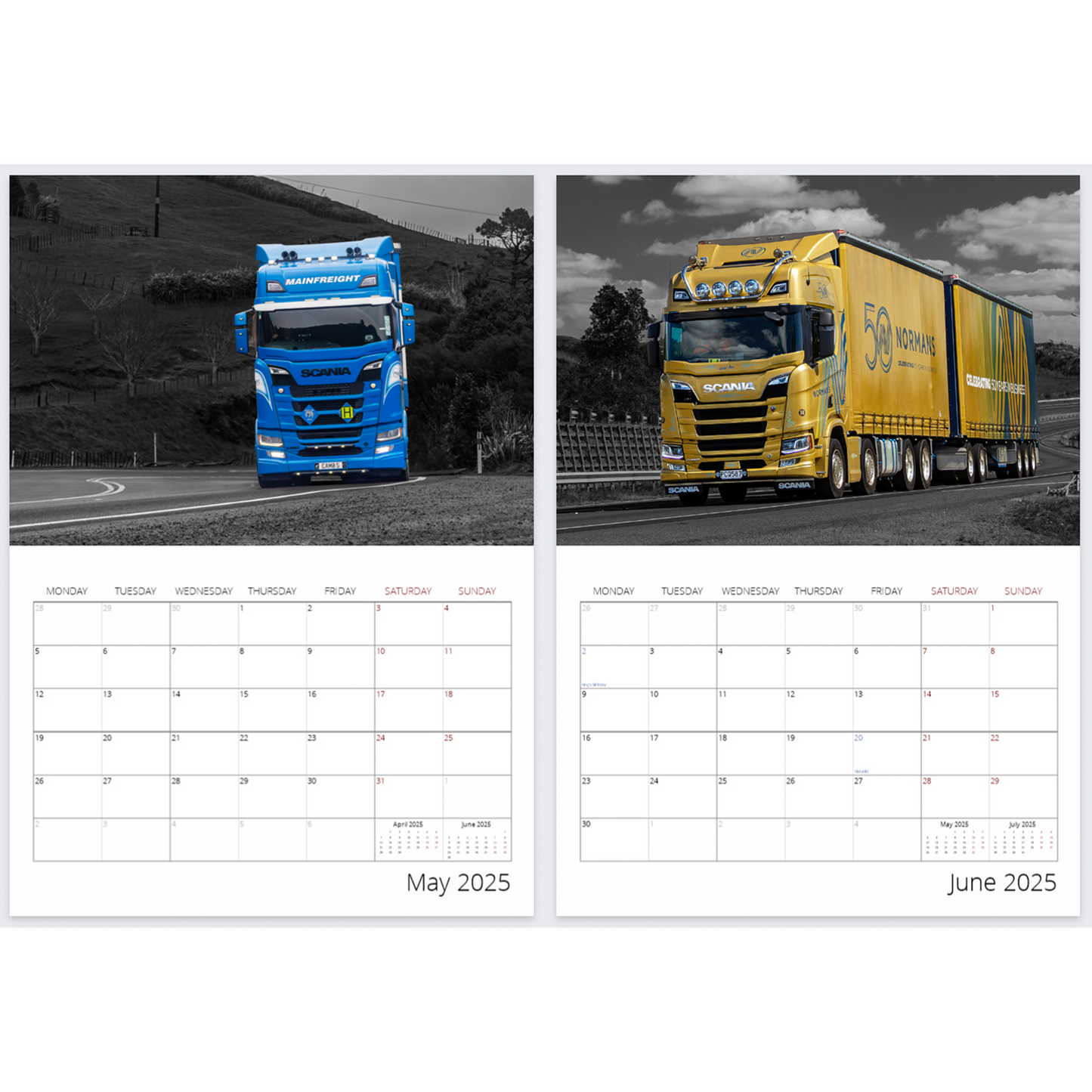 2025 Scania's of New Zealand Calendar - Premium