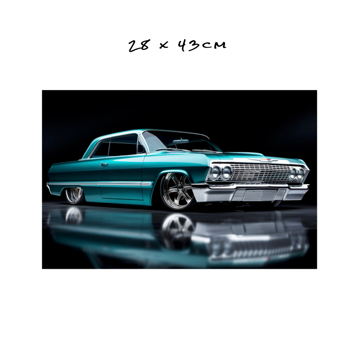 Turquoise Dream: Classic Lowrider - 4 Sizes
