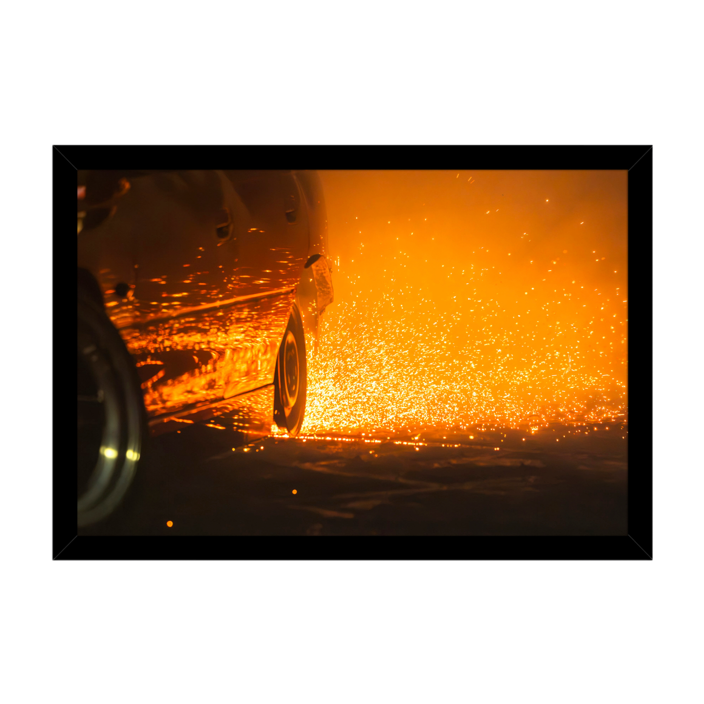 Burnout Sparks Automotive Wall Art - Burnout Poster or Framed Print