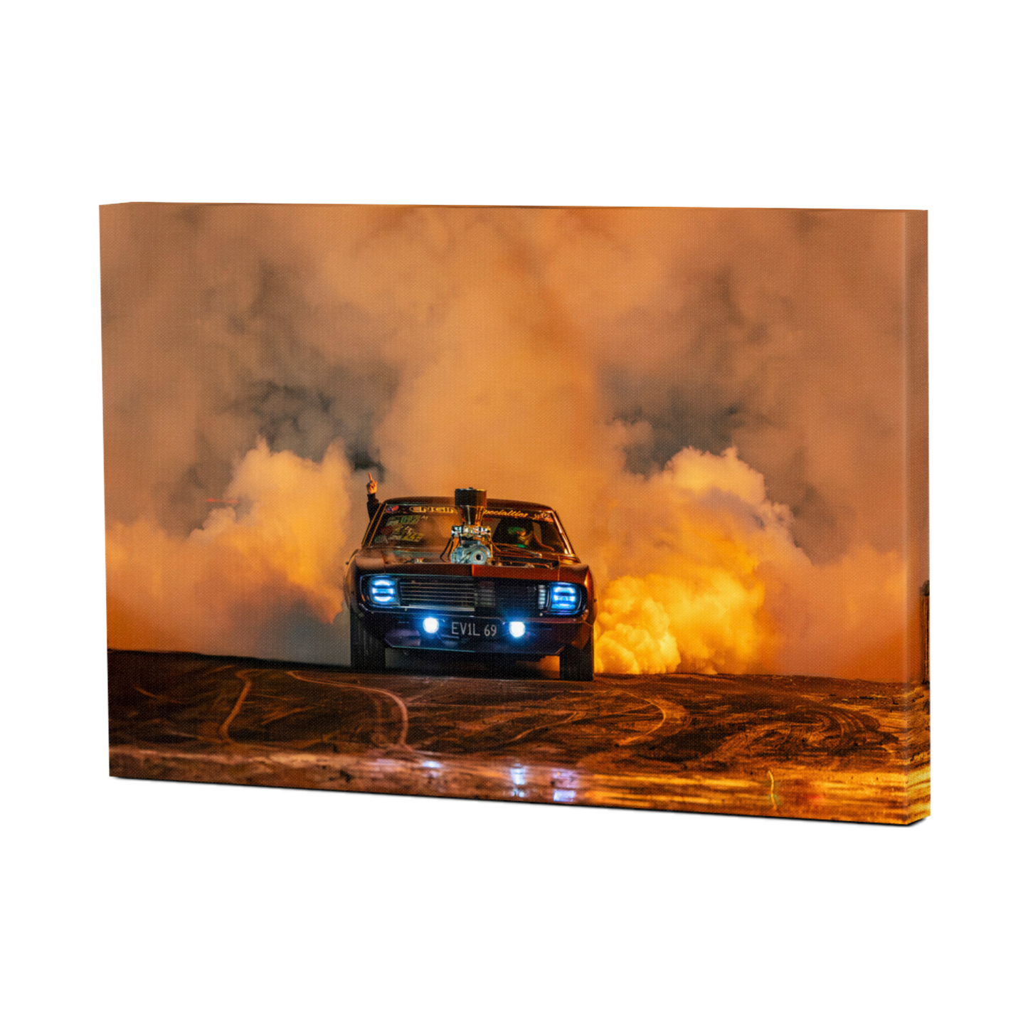 Burnout Muscle Car Automotive Wall Art Print - Canvas, Framed Print or Posters