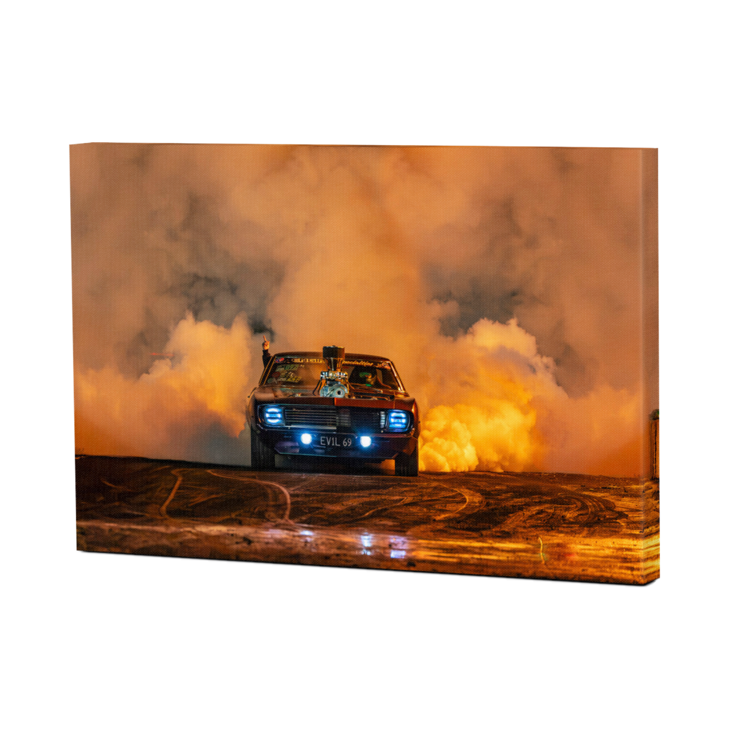 Burnout Muscle Car Automotive Wall Art Print - Canvas, Framed Print or Posters