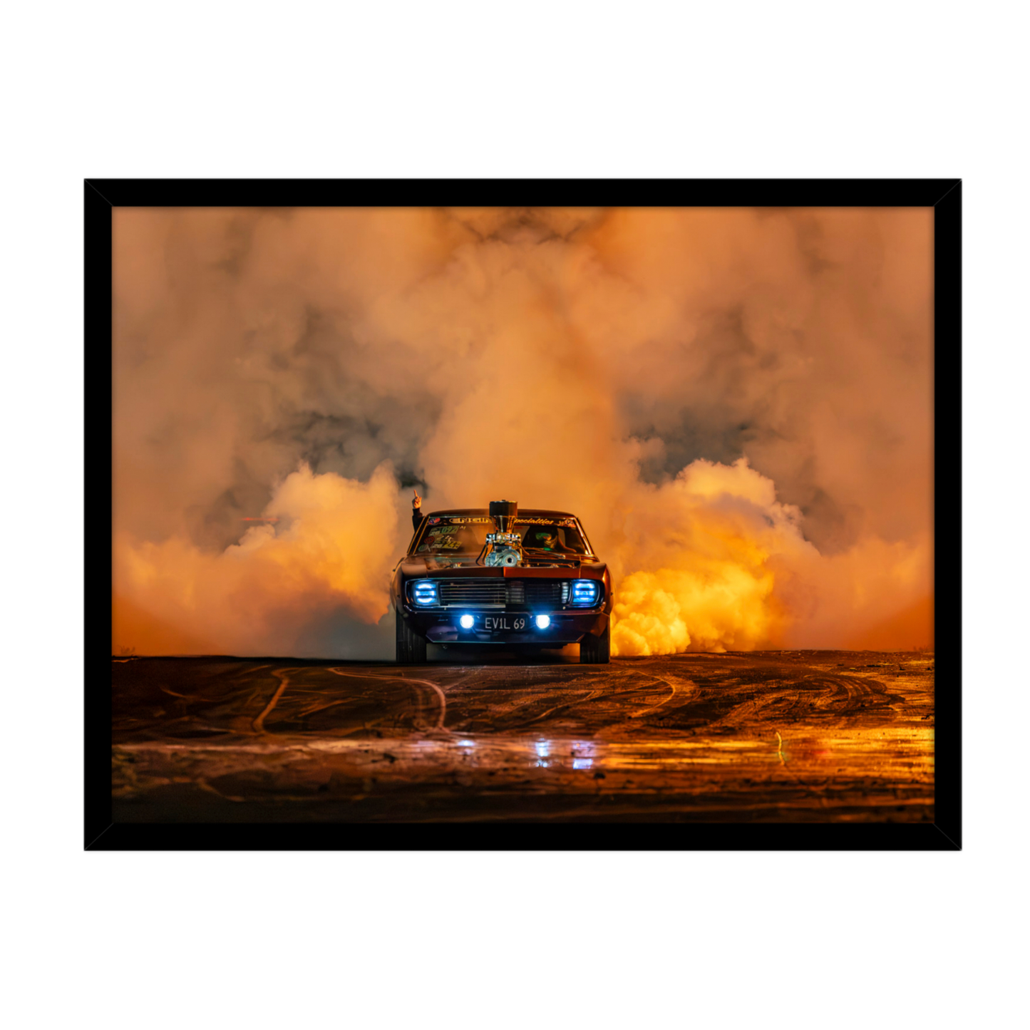Burnout Muscle Car Automotive Wall Art Print - Canvas, Framed Print or Posters