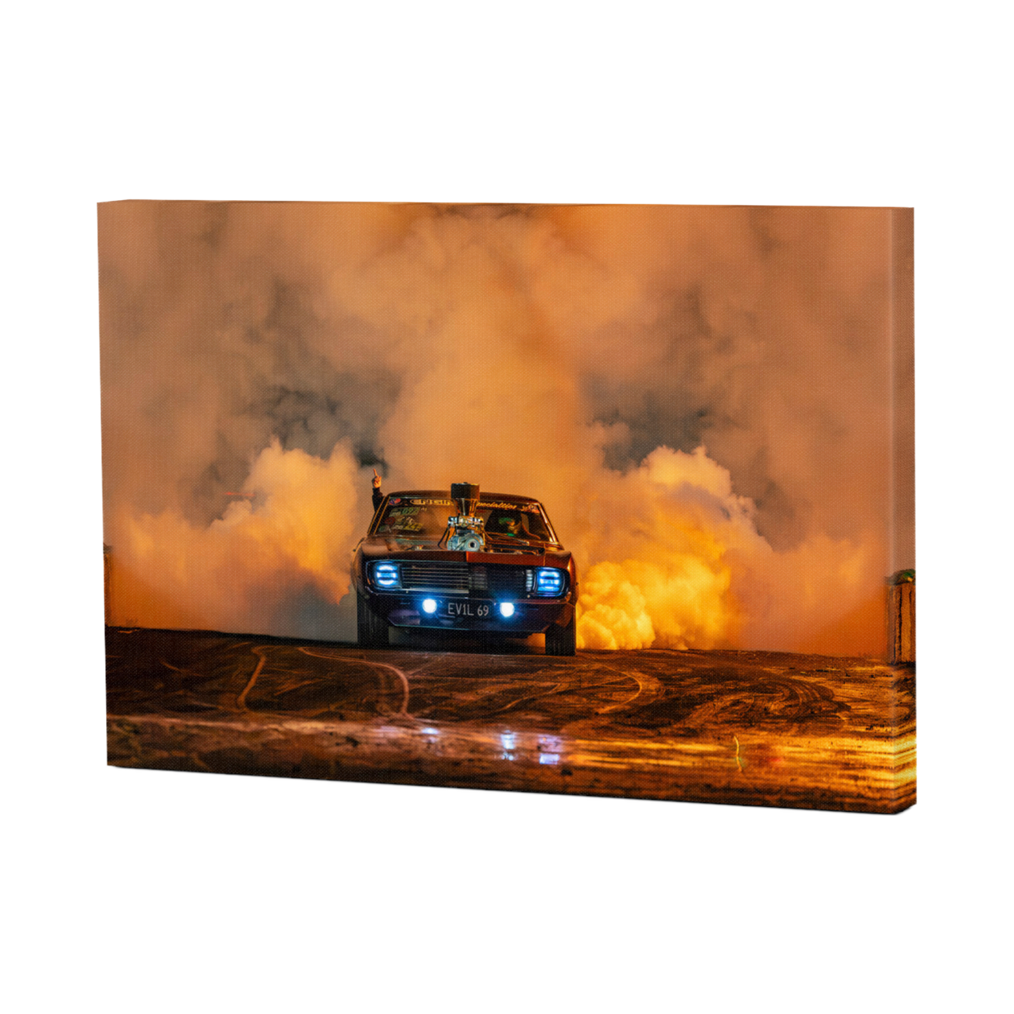 Burnout Muscle Car Automotive Wall Art Print - Canvas, Framed Print or Posters