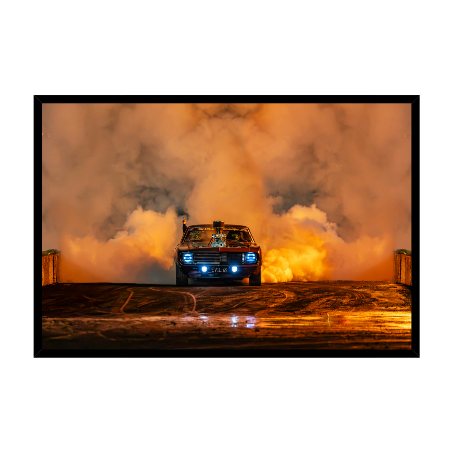 Burnout Muscle Car Automotive Wall Art Print - Canvas, Framed Print or Posters