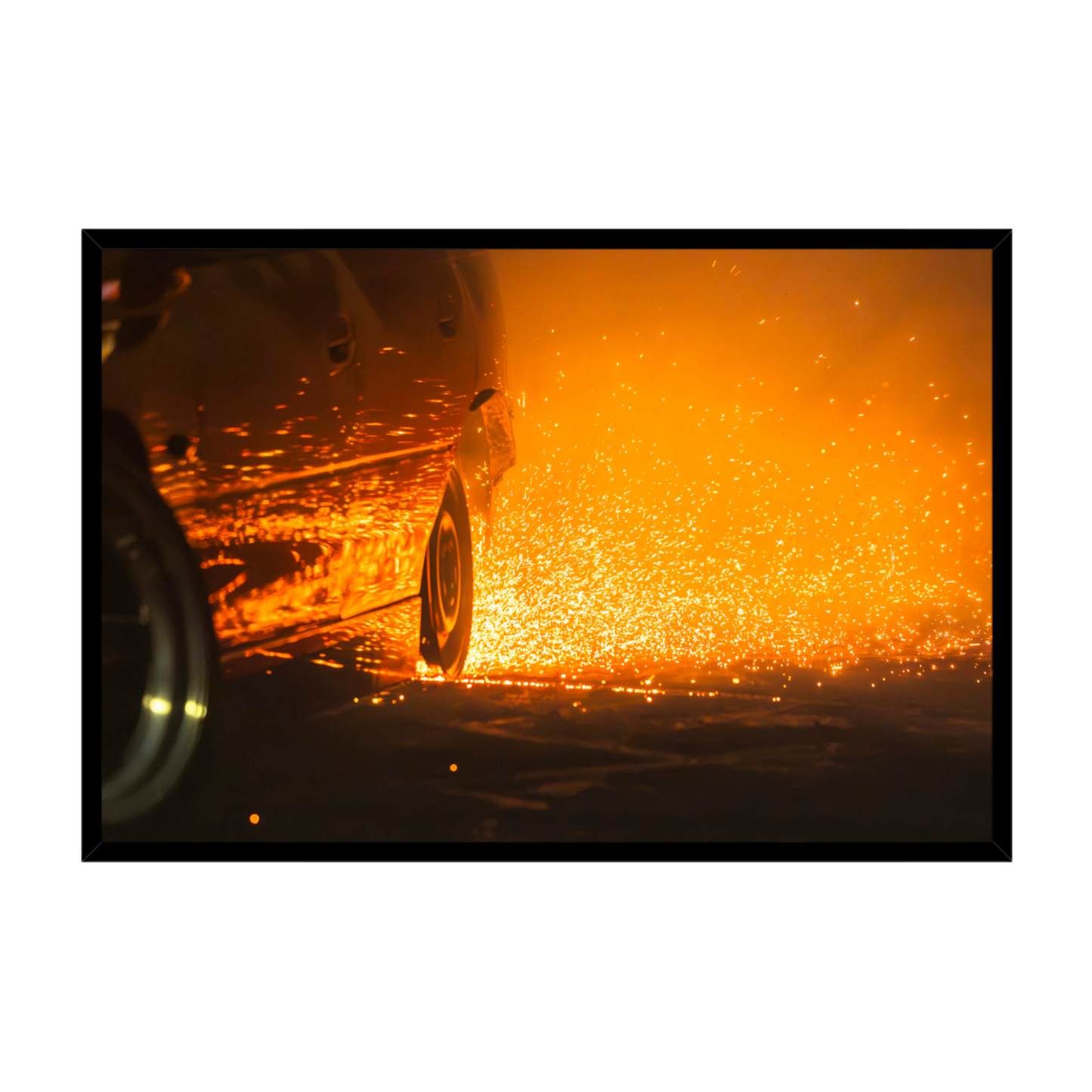 Burnout Sparks Automotive Wall Art - Burnout Poster or Framed Print
