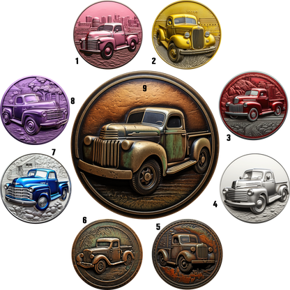 Metal Look Pick Up Truck Coasters  - 9 Designs