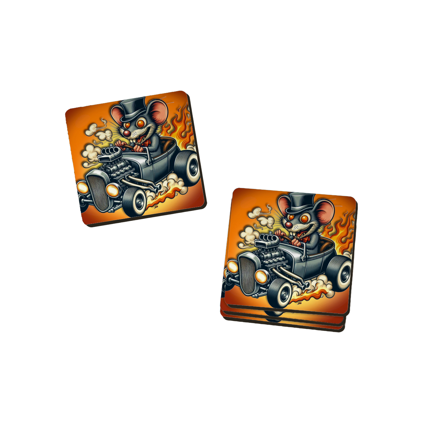 Hot Rod Cartoon Coasters - 6 Designs