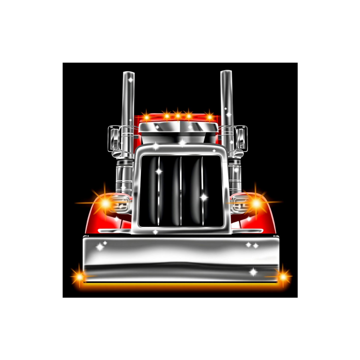 Red Square Cartoon Style Truck Poster - 3 Sizes