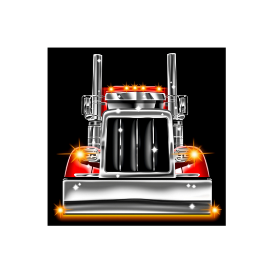 Red Square Cartoon Style Truck Poster - 3 Sizes